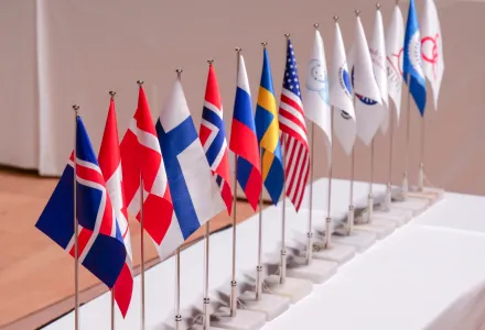 Flags of the Arctic Council member states.