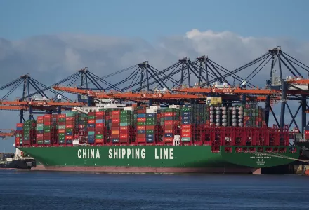 The Chinese cargo ship "Arctic Ocean" at the Port of Rotterdam.