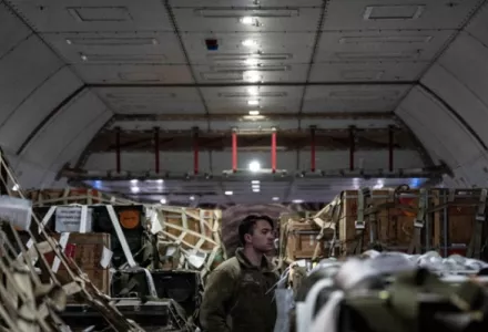 U.S. military personnel checking cargo logs in Dover Air Force Base, Delaware, January 2023