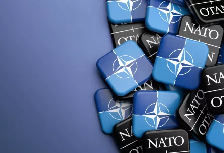 Nato logo on blue background