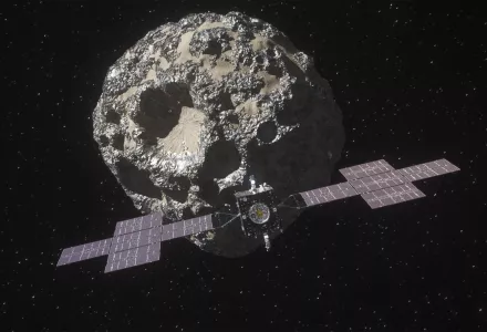 Spacecraft Psyche approaching the asteroid Psyche