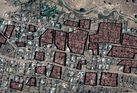 Visual evidence of significant structural destruction in town in the Konso Zone captured.