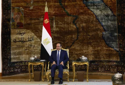 Egyptian President Abdel Fattah el-Sissi attends a meeting with U.S. Secretary of State Antony Blinken at the Al-Ittihadiya Palace in Cairo, Egypt, Wednesday, Sept. 18, 2024.
