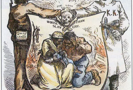 As shown in this Thomas Nast cartoon, Worse than Slavery, white groups such as the Ku Klux Klan and the White League used every form of terror, violence, and intimidation to restore a “white man’s government” and redeem the noble “lost cause.”