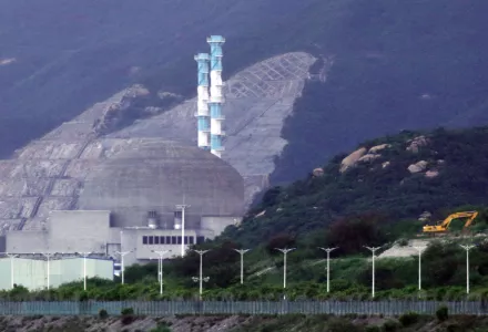 Construction equipment is parked near the Taishan Nuclear Power Plant in Taishan in southern China's Guangdong Province, Thursday, June 17, 2021. 