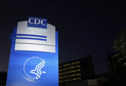 A sign marks the entrance to the U.S. Centers for Disease Control and Prevention headquarters Wednesday, Aug. 27, 2025, in Atlanta. (AP Photo/Brynn Anderson)