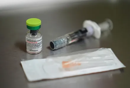 FILE - A vial of the measles, mumps and rubella (MMR) vaccine is pictured at International Community Health Services, Wednesday, Sept. 10, 2025, in Seattle. (AP Photo/Lindsey Wasson, file)