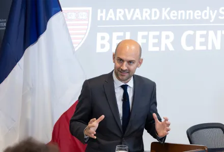 French Foriegn Minister Barrot is hosted by Natalie Colbert at the Belfer Center
