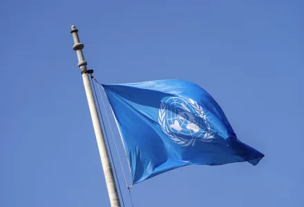 The U.N. flag waves outside the Peace palace, housing the International Court of Justice, or World Court, in The Hague, Netherlands, Thursday, May 23, 2024.