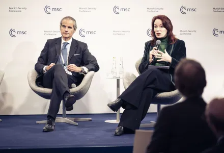 Meghan L. O'Sullivan moderates a panel at MSC featuring Rafael Grossi, DG of the IAEA