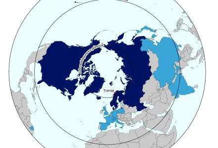 A map of Arctic Council member states and observer states.