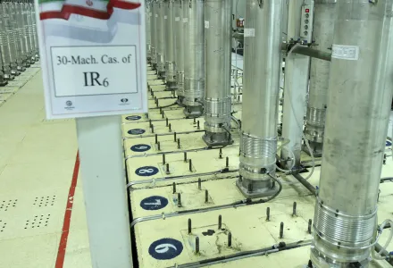 centrifuge machines in the Natanz uranium enrichment facility in central Iran