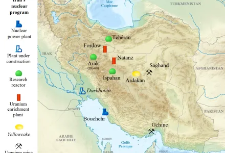 Map of the main sites of Iran's nuclear program 
