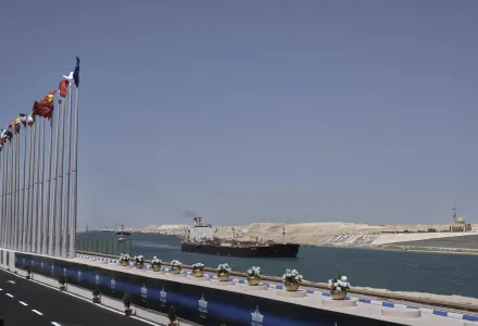 Ships cross the Suez Canal