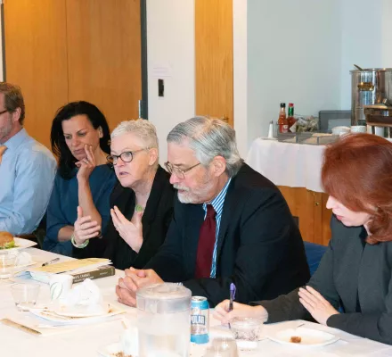Former EPA Administrator Gina McCarthy, currently Director of C-Change at the Harvard School of Public Health, speaks about climate change at a Belfer Center Board of Directors’ Lunch along with Juliette Kayyem, Director of the Center’s Homeland Security Project.