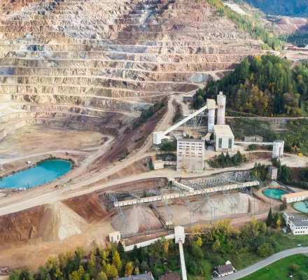 Aerial view of the Erzberg open pit iron mine in Austria