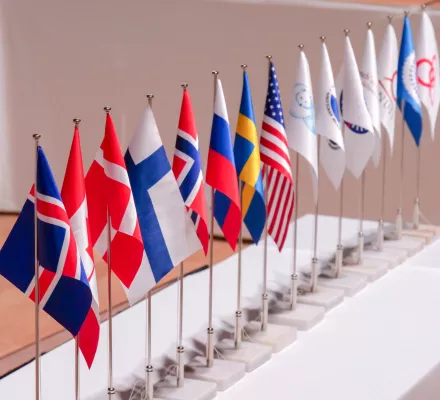 Flags of the Arctic Council member states.