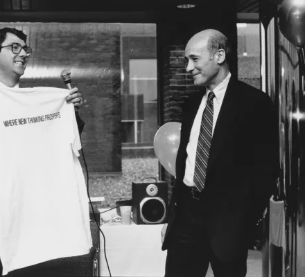 Ash Carter with T-shirt and Joe Nye at CSIA End of Year Party - Martha Stewart May 1990 (1).jpeg