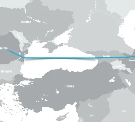 Map of Black Sea Region with submarine cable