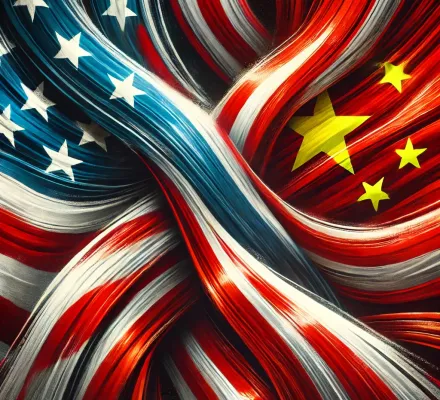 U.S. China Flags Swirl