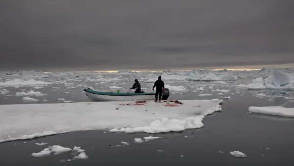 Seal hunters near Ilulissat, Greenland.