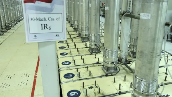 centrifuge machines in the Natanz uranium enrichment facility in central Iran