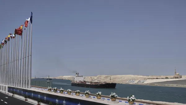 Ships cross the Suez Canal