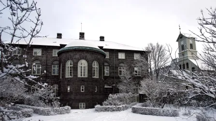 The Icelandic parliament building in Reykjavik. 